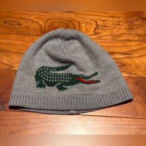 Lacoste Green and Red Logo Beanie